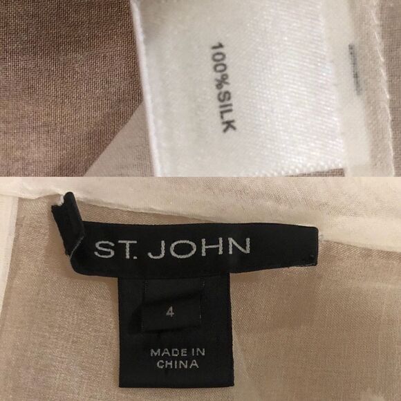 St John silk sheer top with rose appliqués size 4 - Picture 4 of 8